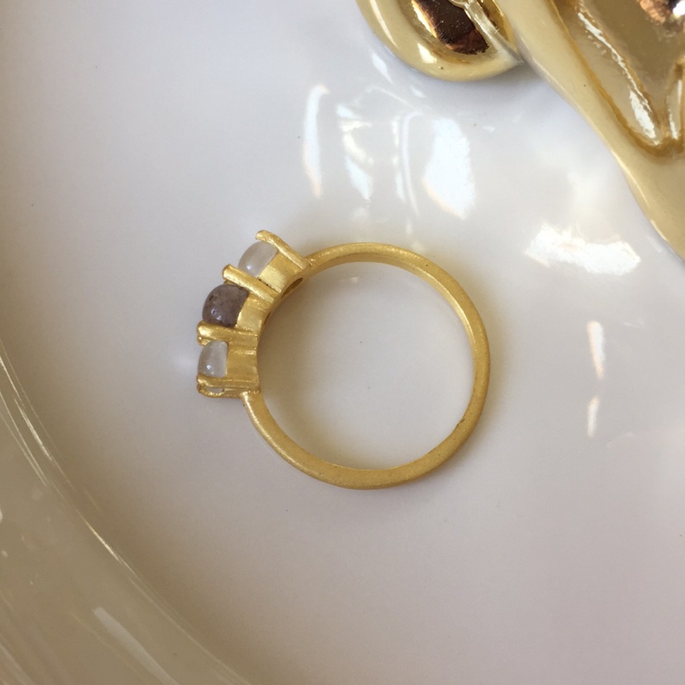Gold over silver 3 labradorite ring - Picture 4 of 5